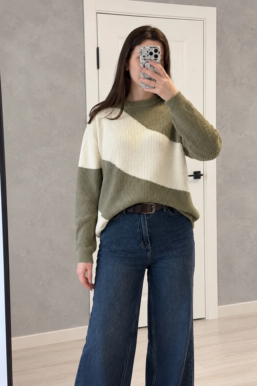 M&S Collection свитер M, хаки/молочный - изображение 1