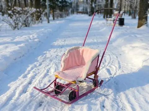 Санки-коляска Nika Kids с колёсами и ручкой