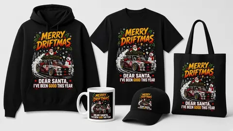 Футболки «MERRY DRIFTMAS», Дрифт Жигули