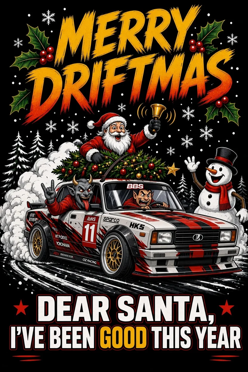 Футболки «MERRY DRIFTMAS», Дрифт Жигули - миниатюра 2