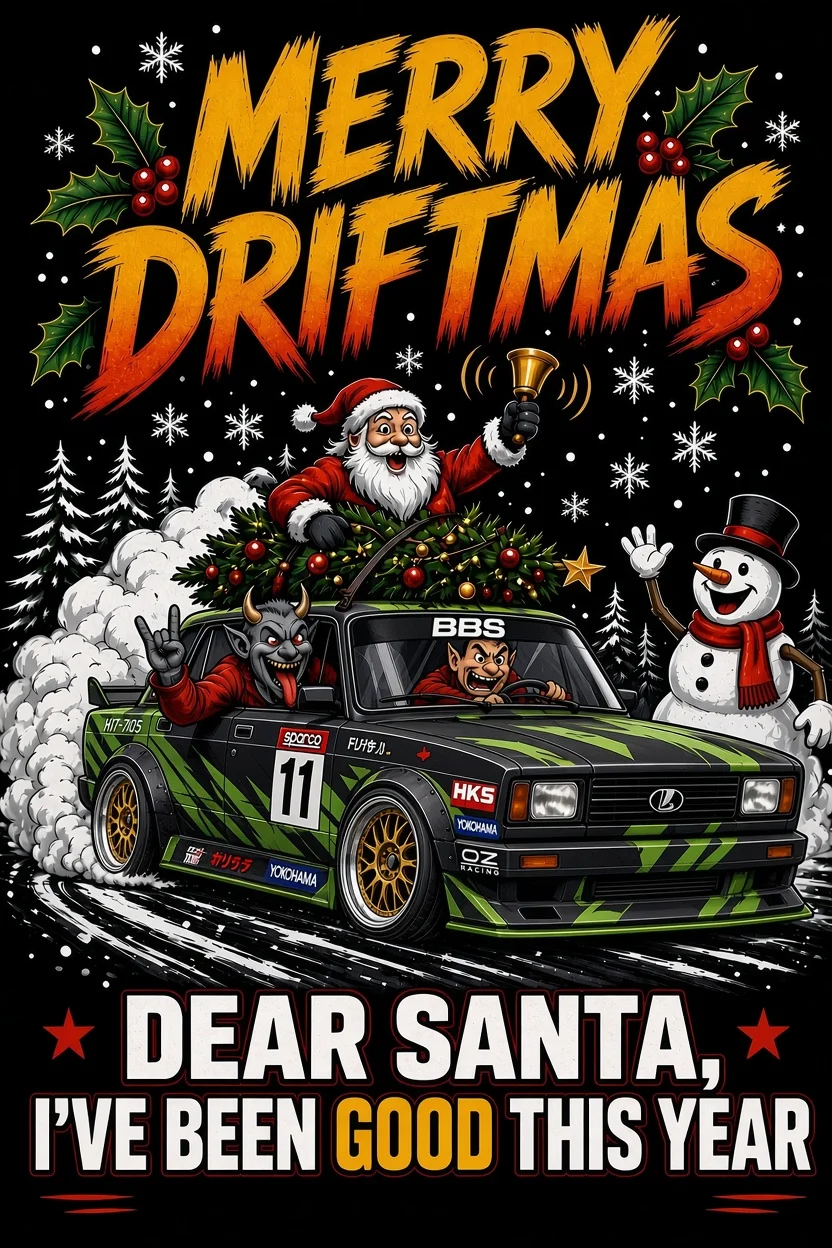 Футболки «MERRY DRIFTMAS», Дрифт Жигули - миниатюра 3