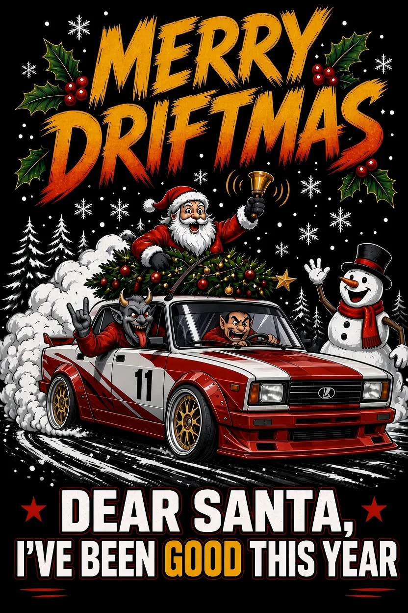 Футболки «MERRY DRIFTMAS», Дрифт Жигули - миниатюра 4