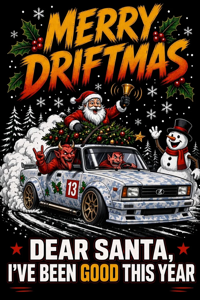 Футболки «MERRY DRIFTMAS», Дрифт Жигули - миниатюра 6