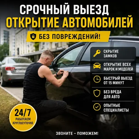 Вскрытие авто, открытие автомобилей всех марок