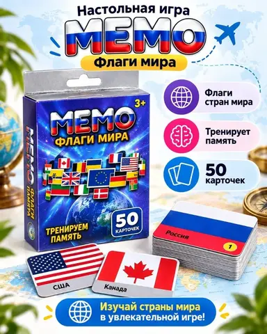 Настольная игра МЕМО Флаги мира