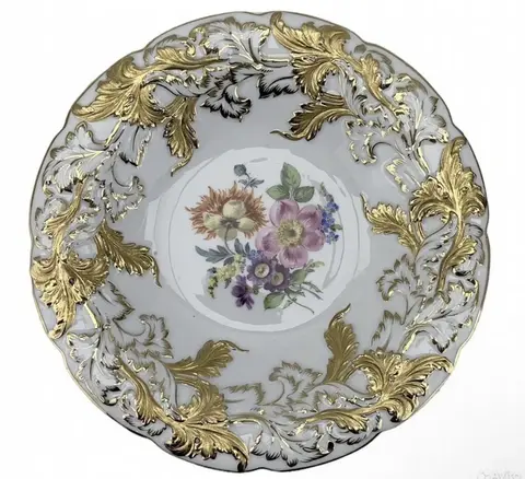Блюдо Meissen букет/рельефное золото 1924-1934 гг.