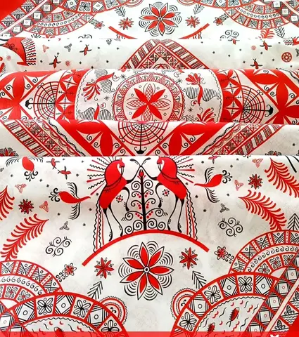Платок шейный/головной Мезенская роспись. Конь