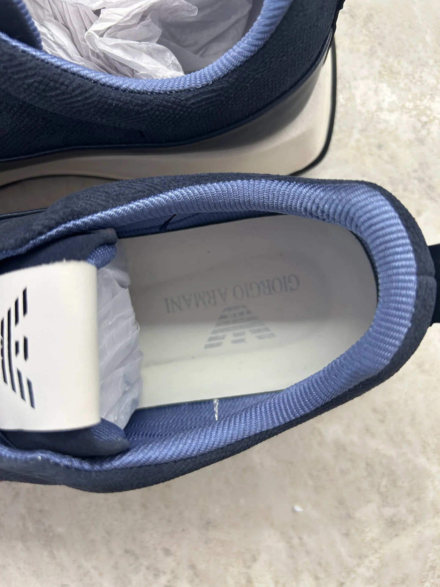 Мужские кроссовки в стиле Armani тёмно-синие - миниатюра 9