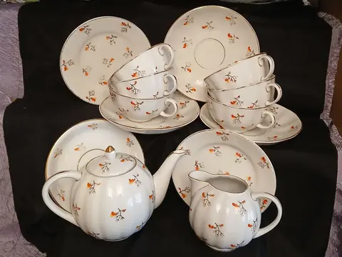 Сервиз чайный Коралловый горошек6 персон СССР ЛФЗ