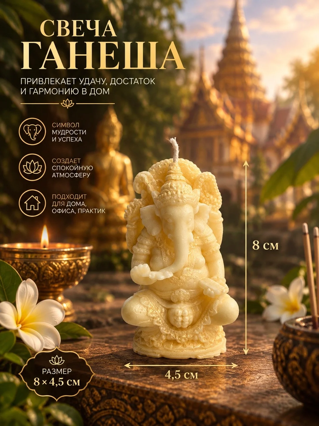 Свеча «Ганеша» белая - изображение 1