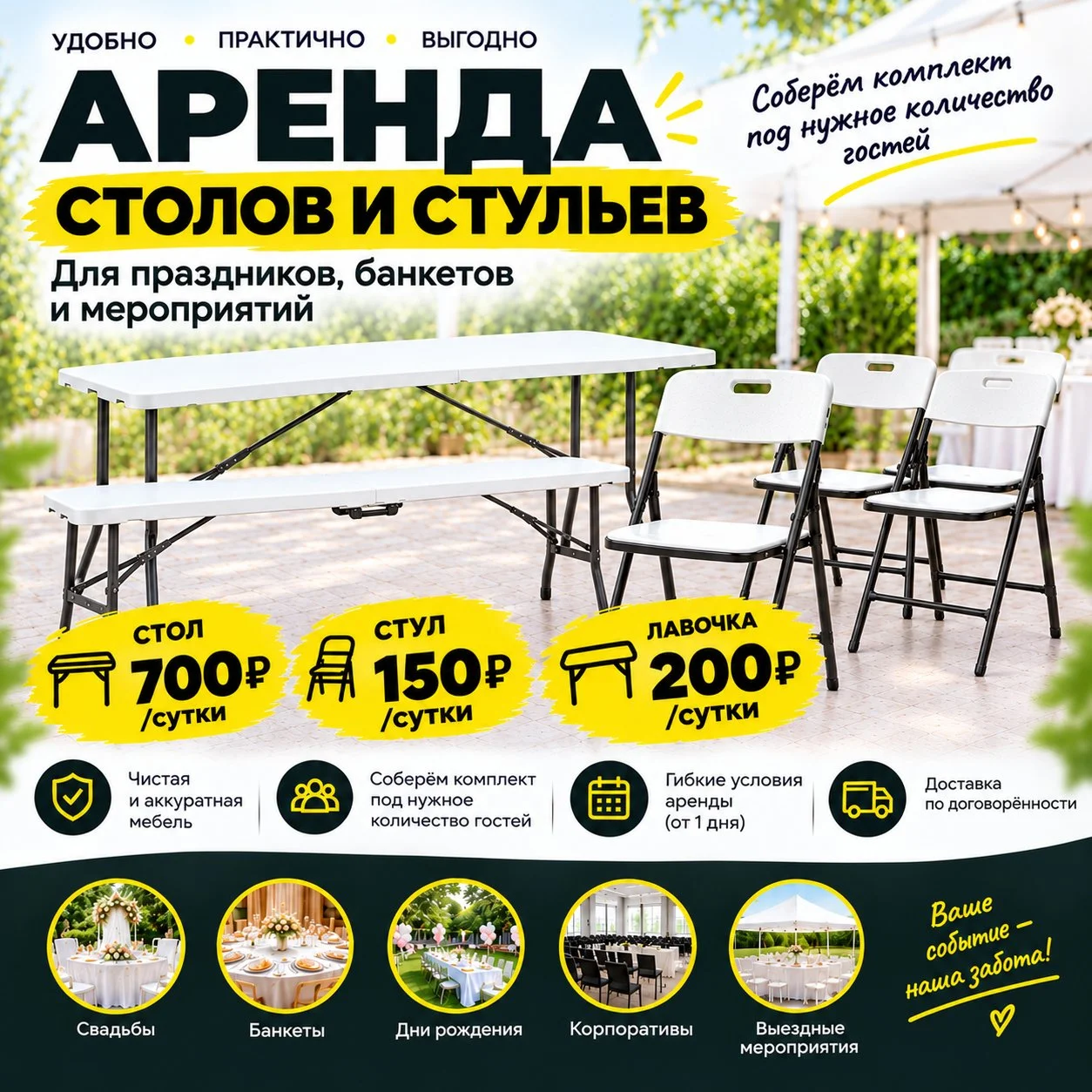 Аренда столов и стульев - миниатюра 3