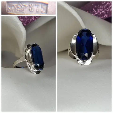 Серебряное кольцо сапфир
☆875 проба ссср