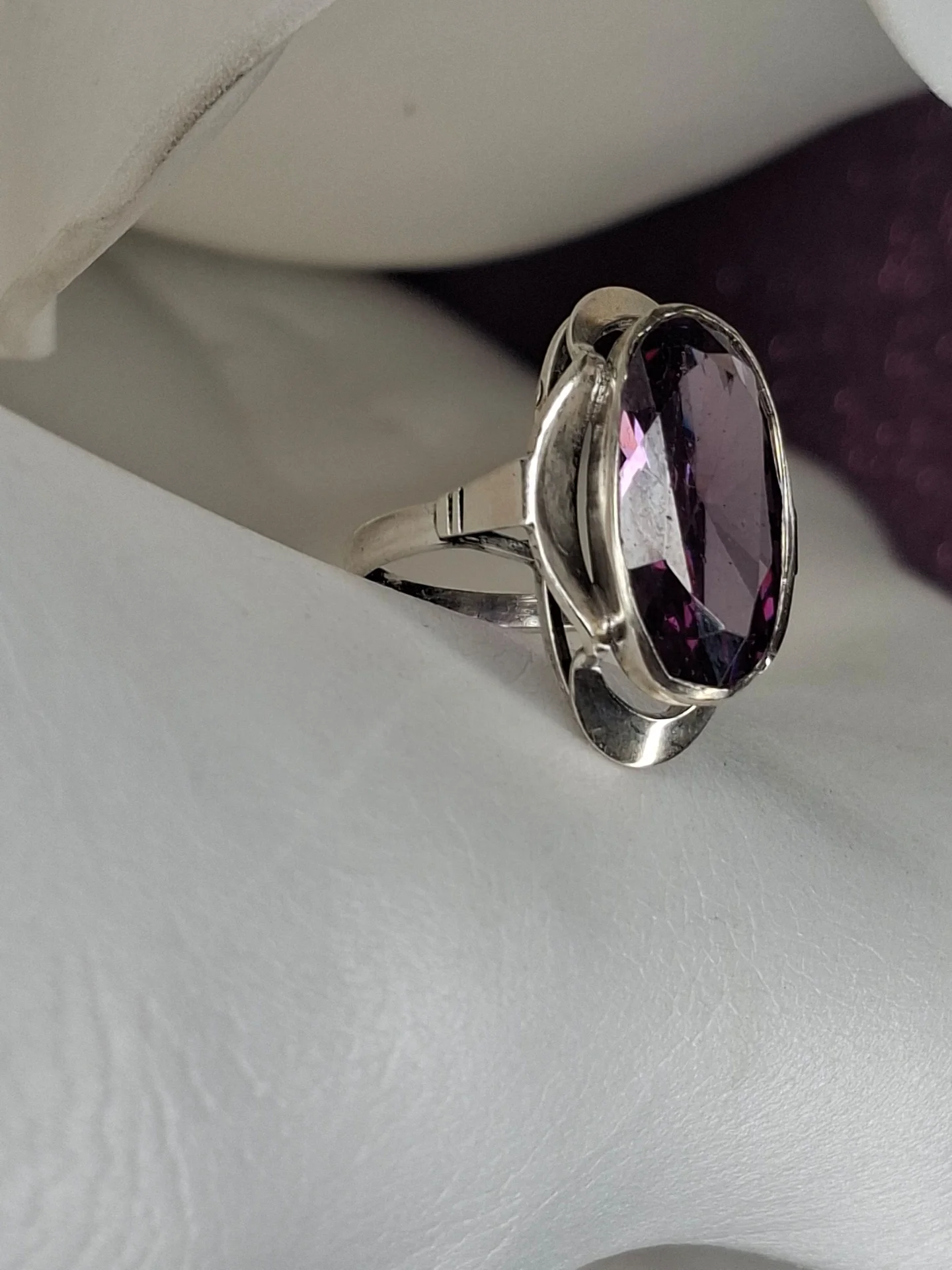 Серебряное кольцо
 синт.аметист
☆875 проба ссср - миниатюра 3