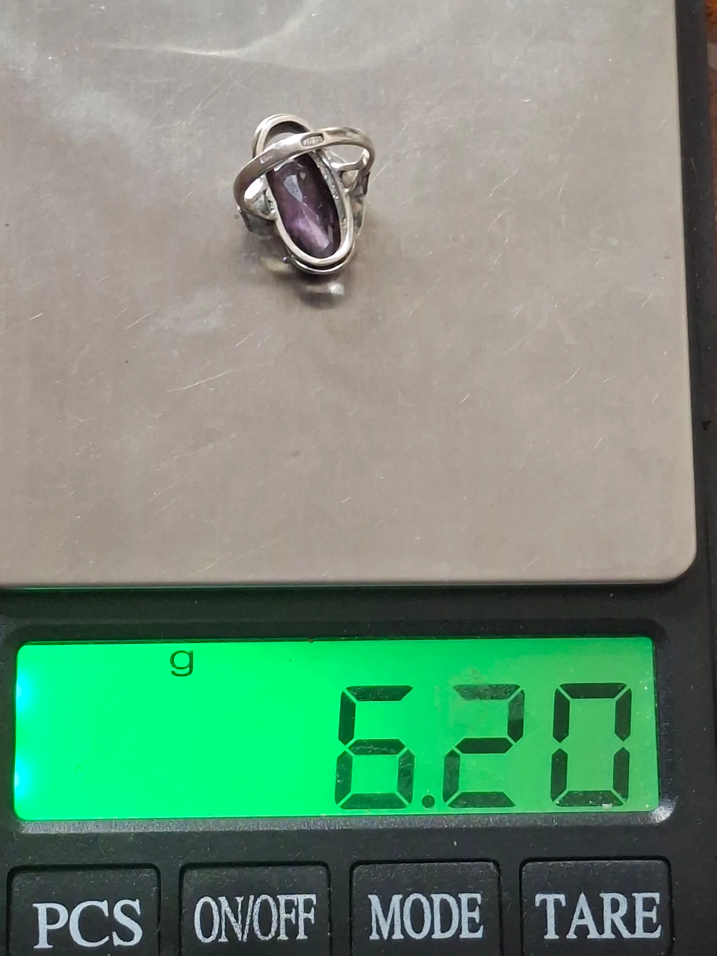 Серебряное кольцо
 синт.аметист
☆875 проба ссср - миниатюра 4