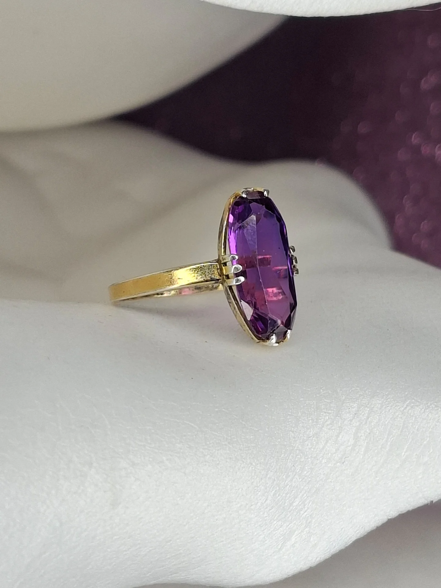 Серебряное кольцо с александритом ☆875 проба - миниатюра 3