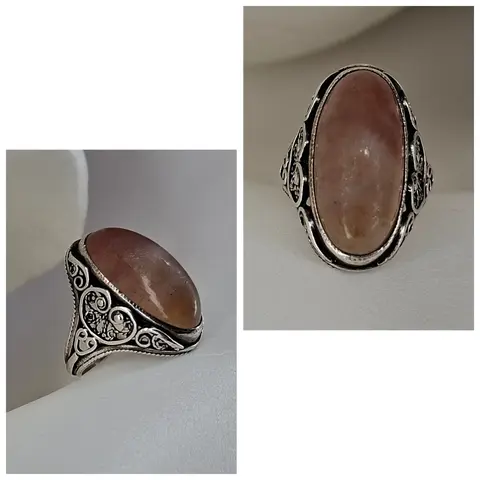 Серебряное  кольцо
с халцедоном,филигрань 925 проб