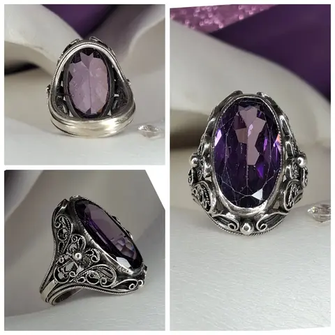 Серебряное  кольцо
вставка аметист
 925 проба