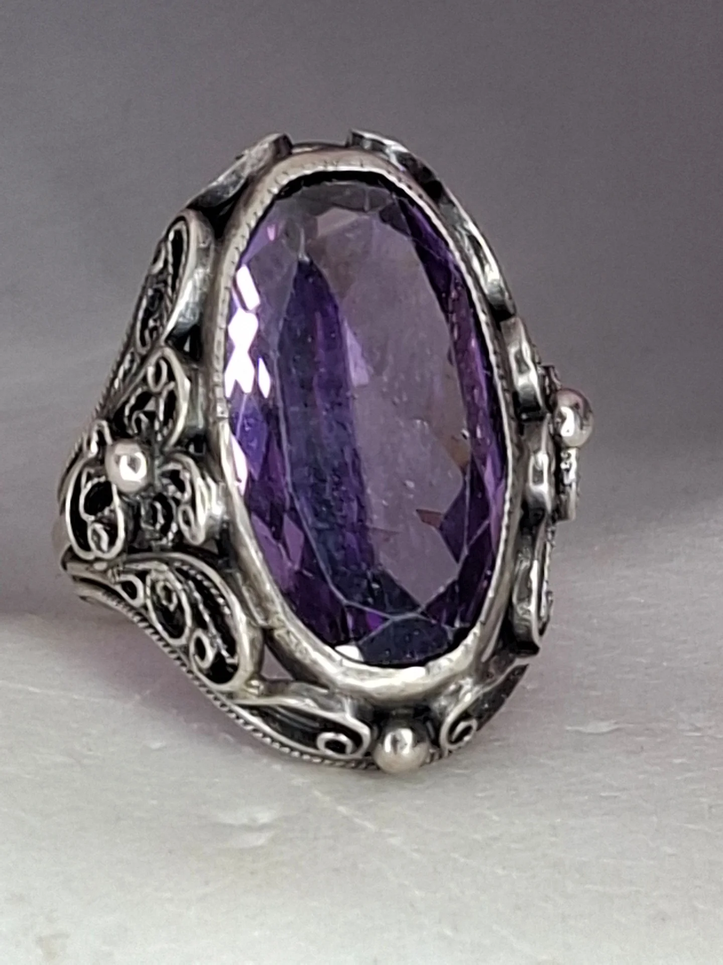Серебряное  кольцо
вставка аметист
 925 проба - миниатюра 2