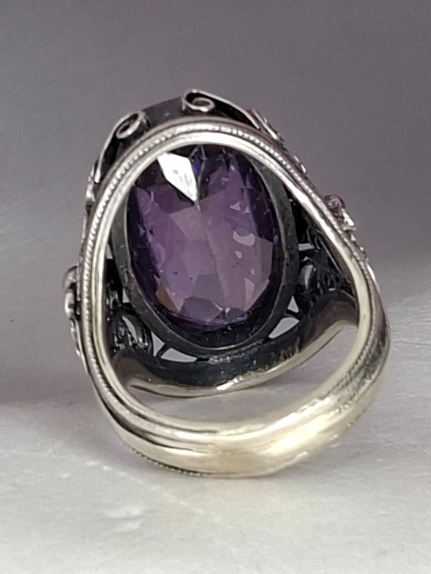 Серебряное  кольцо
вставка аметист
 925 проба - миниатюра 4