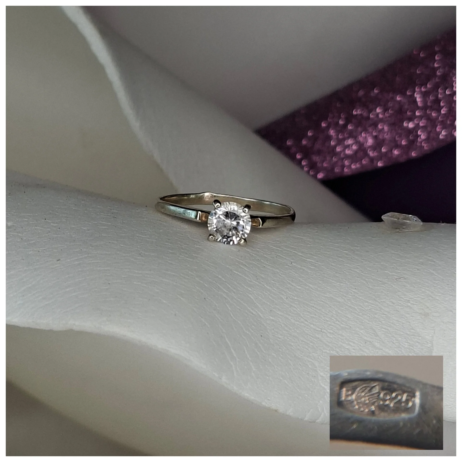 Серебряное кольцо с фианитом, 👑925 проба - миниатюра 2