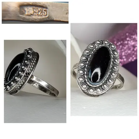 Серебряное кольцо
вставка оникс
👑925