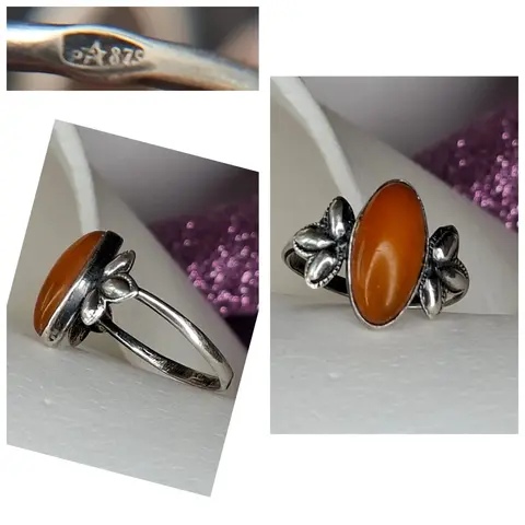 Серебряное кольцо
вставка янтарь
☆875