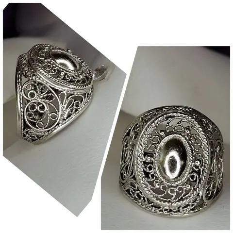Серебряное кольцо 
Ажурная чалма
филигрань 925 про