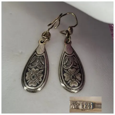 Винтажные советские серебряные серьги☆925 проба