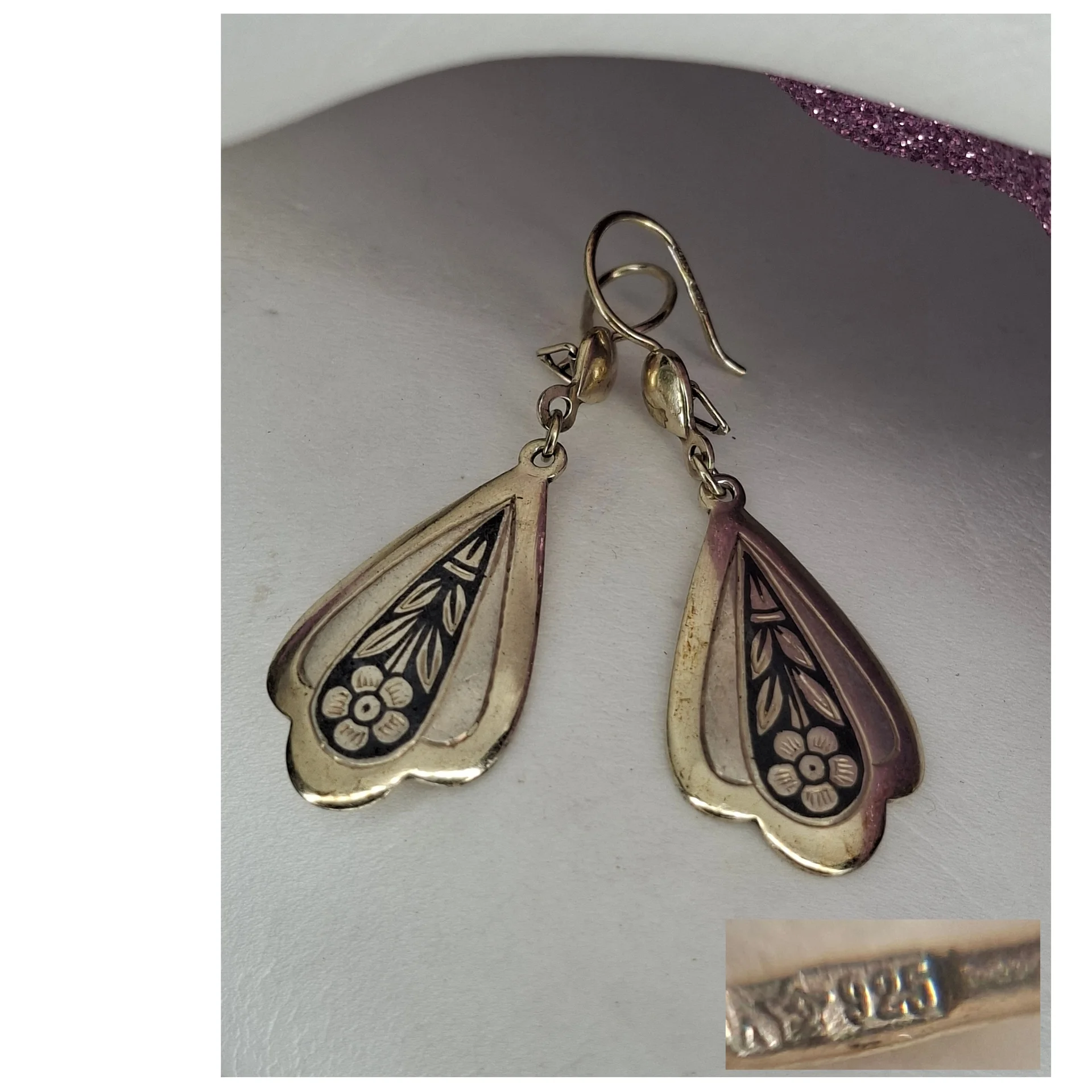 Винтажные советские серебряные серьги ☆925 проба - изображение 1