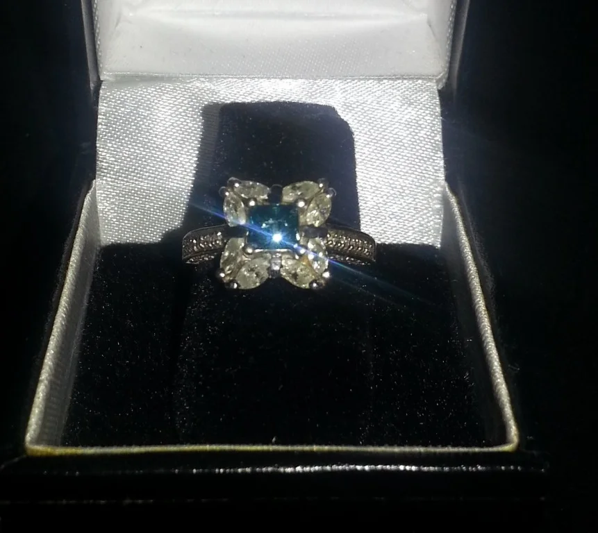 Кольцо с натуральным голубым бриллиантом 0,44 CT - миниатюра 5