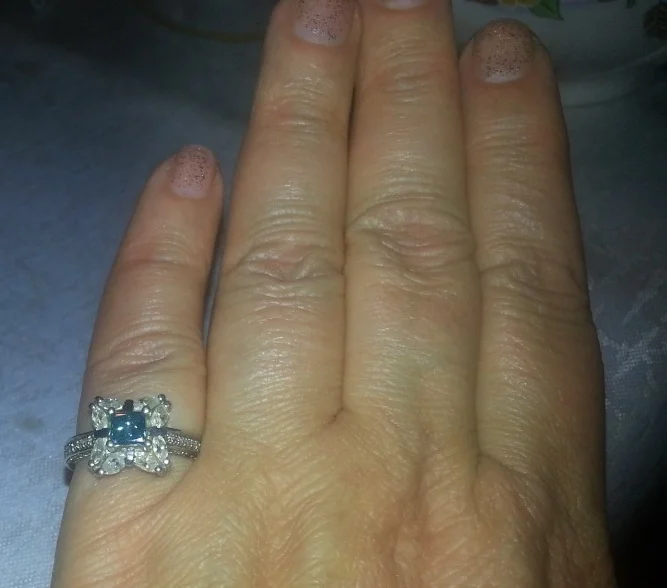 Кольцо с натуральным голубым бриллиантом 0,44 CT - миниатюра 6