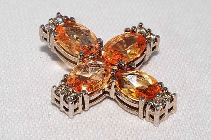 Крестик с природными сапфирами Padparadscha 4.00 c - миниатюра 2