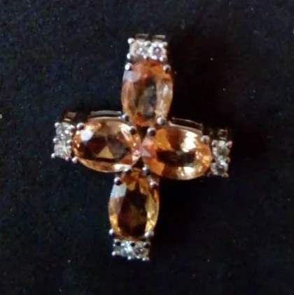 Крестик с природными сапфирами Padparadscha 4.00 c - миниатюра 5