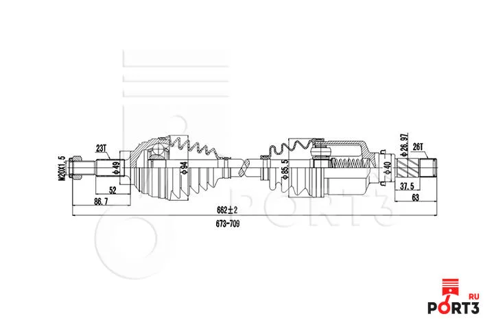 ZEKKERT AW-4823 Вал приводной Renault Megane II - миниатюра 3