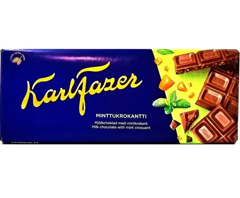 Fazer Фазер MINTTUKROKANTTI Milk chocolate with mint croquant Молочный Шоколад со вкусом Мяты 180гр