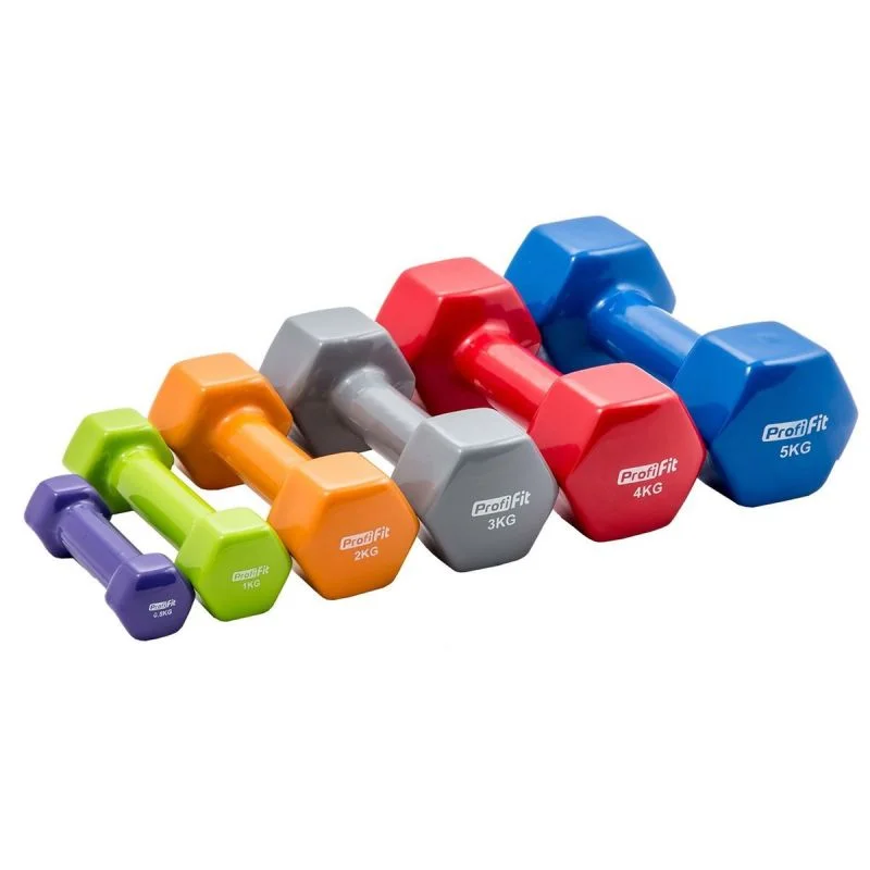 Гантель в виниловой оболочке, шестигранник PROFI-FIT 1 до 5 кг - изображение 1