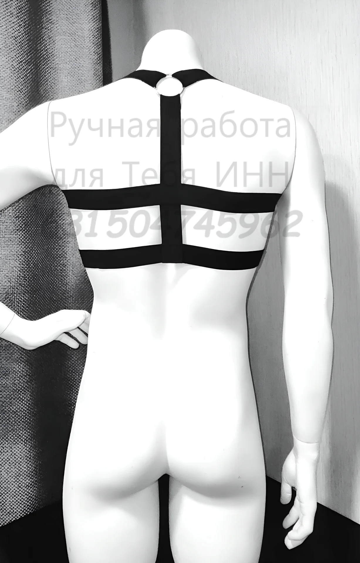 Портупея мужская, эластичная, 35 мм, цвет черный - миниатюра 6