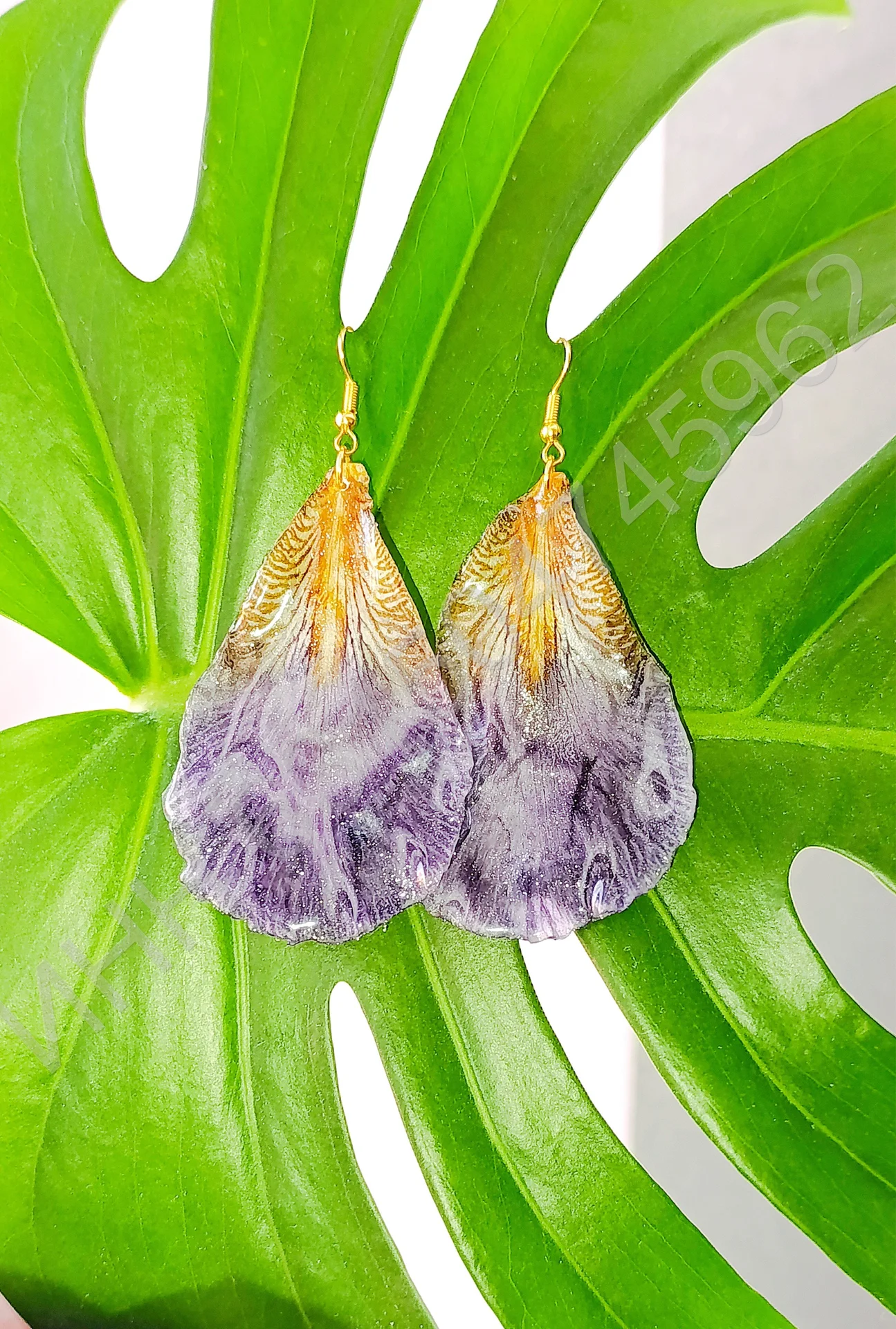 Серьги "Ирисы" из живых лепестков - миниатюра 6