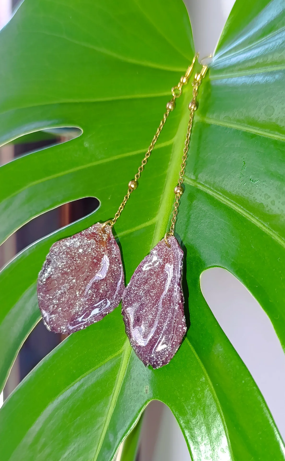 Серьги "Роза" из живых лепестков - миниатюра 4