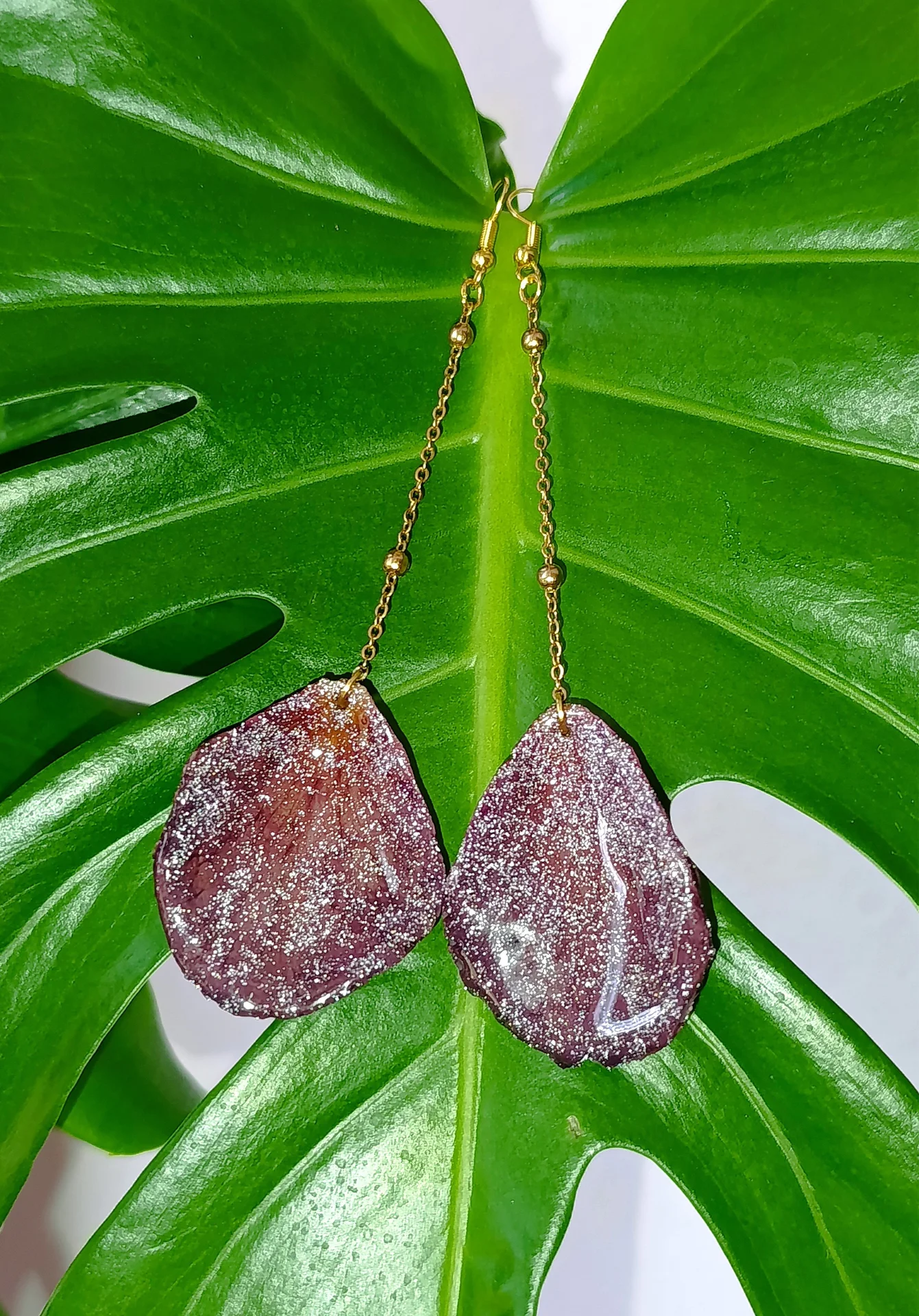 Серьги "Роза" из живых лепестков - миниатюра 5