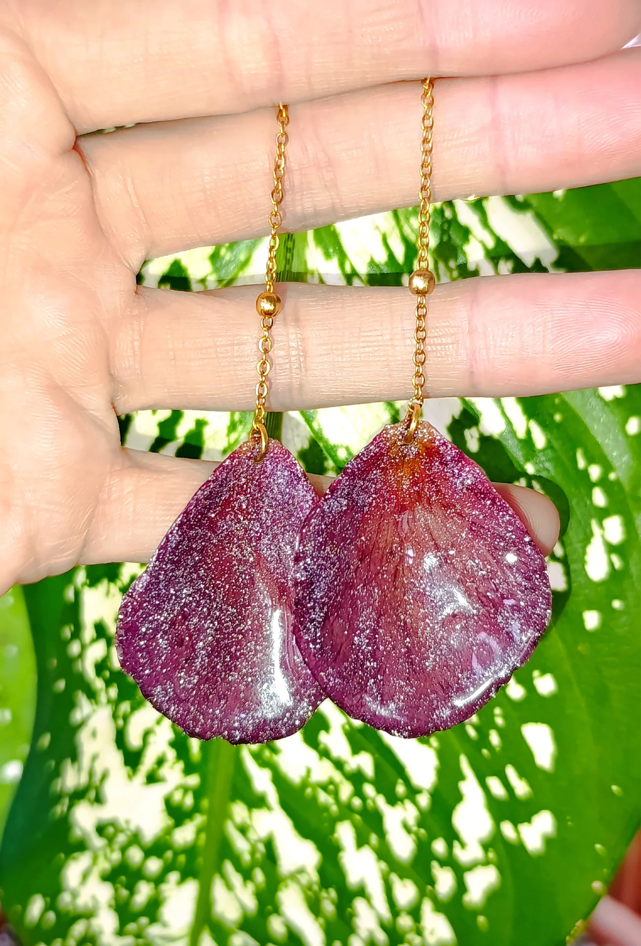 Серьги "Роза" из живых лепестков - миниатюра 11