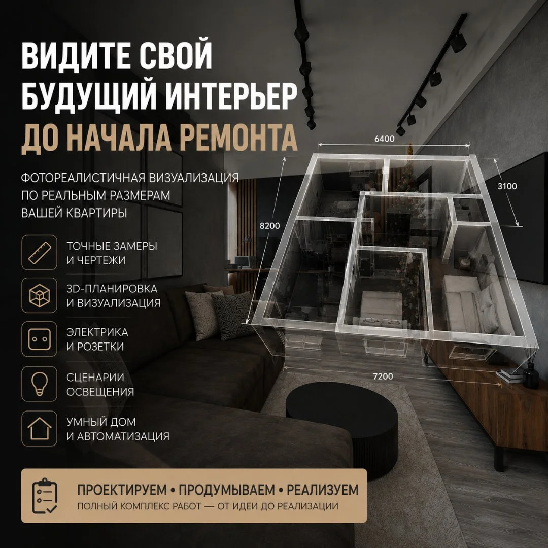 Дизайн-проект, чертежи и 3D-визуализация квартиры - изображение 1