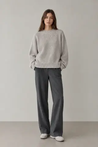 Серый вязаный свитер H&M оверсайз