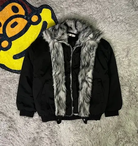 Бомбер с двойным мехом Rick Owens type Чёрный