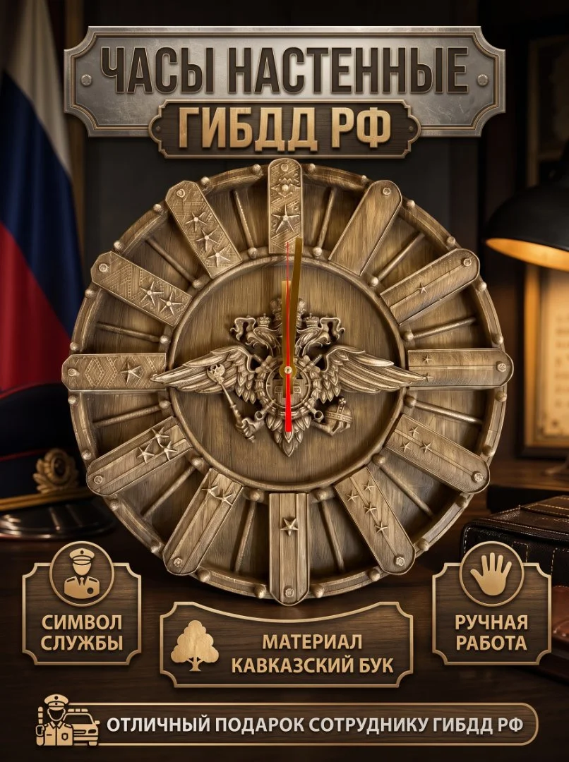 Часы настенные деревянные ГИБДД РФ - миниатюра 2