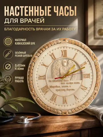 Часы настенные деревянные для врачей