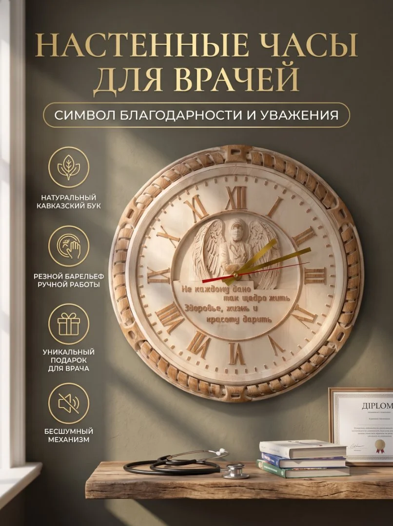 Часы настенные деревянные для врачей - миниатюра 3