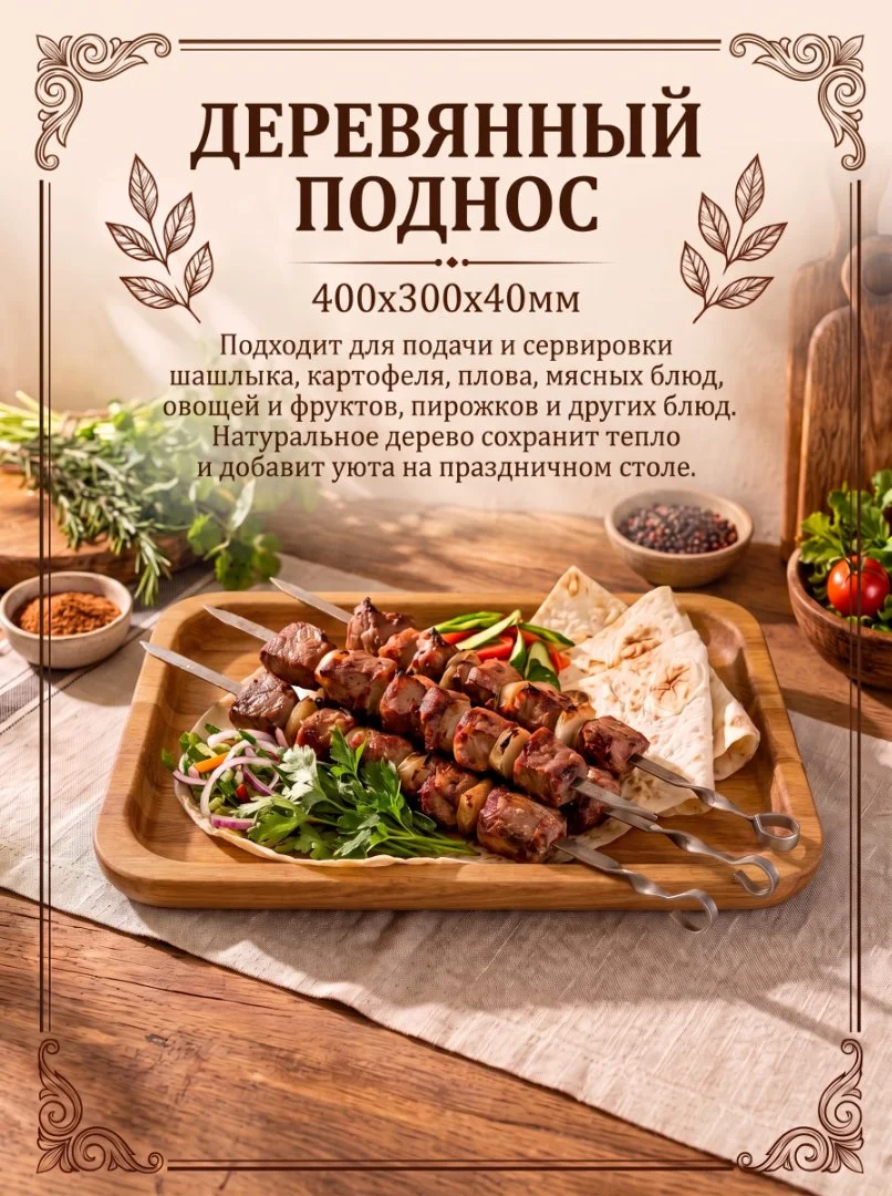 Деревянное блюдо для подачи - миниатюра 2