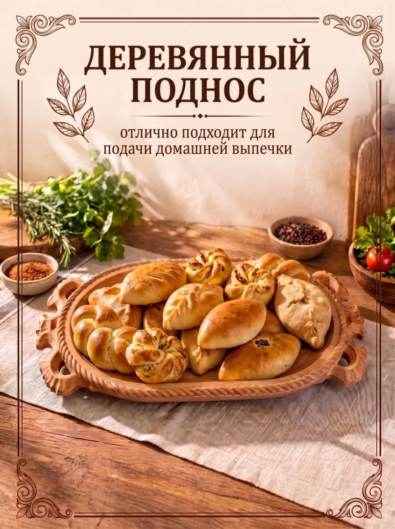 Деревянное блюдо для подачи мяса и не только - миниатюра 2