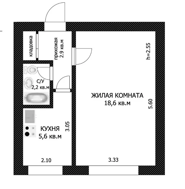 Однушка- г. Новороссийск ул. Табольская 7 - миниатюра 13